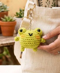 Handmade Crochet Frog Keychain