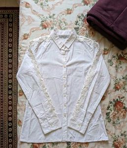 Collezione White Shirt with Elegant Shoulder Lace