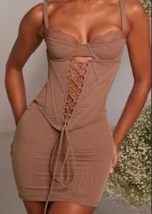 Strappy Corset Lace-Up Mini Dress