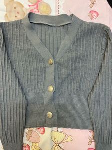 Gray Knit Cardigan