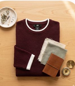 Burgundy Long Sleeve Knit Shirt Boy Age 8-10