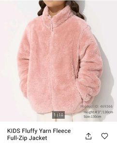 Fluffy Yarn Fleece Jacket Peachish Pink