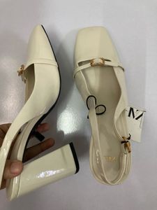 ZARA Cream Slingback Heels with Buckle