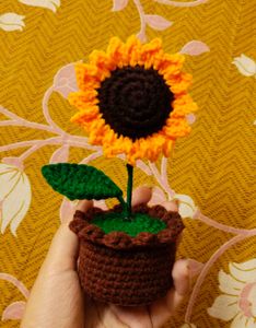 Handmade Crocheted Sunflower Pot 🌻