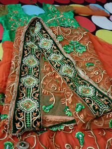 Party Wedding Gown/ Dupatta,