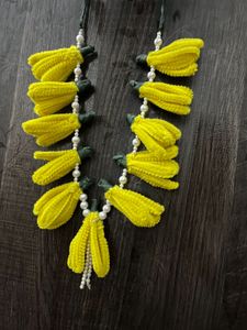 Handmade Yellow Floral Pearl Necklace