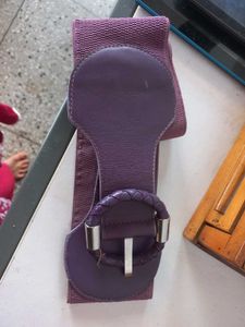 Stylish Purple Pure Leather and Elastic Belt