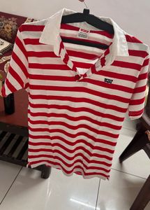 Red & White Striped Polo Shirt