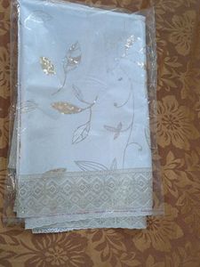 centre table white cover with Golden Leaf Print