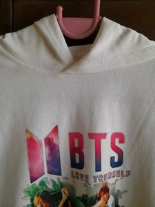BTS Graphic Print Crop Hoodie
