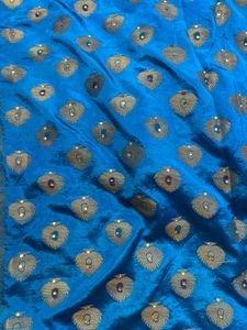 Blue &amp; Gold Silk Saree with Blouse
