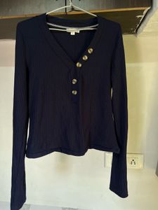 Navy Button Detail Top