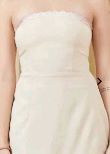 Cream Lace Trim Mini Dress