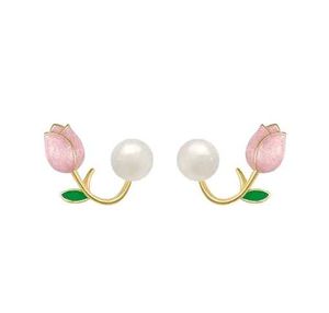 Elegant Pearl &amp; Tulip Earrings