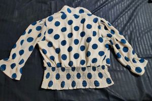 Polka Dot Tie-Front crop top