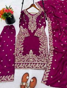 Elegant Embroidered  Kameez plazzo with dupatta se
