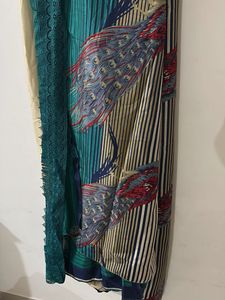 Elegant Peacock Print Saree with blouse