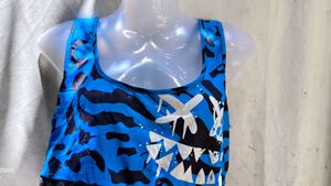 Blue Graphic Print Sports Bra