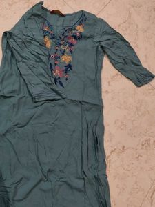 Embroidered Teal Kurta