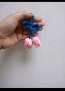 Crochet Cherry Keychain Charm
