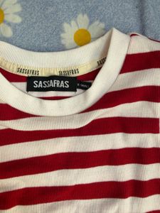 Red &amp; White Striped Ribbed Tank Top