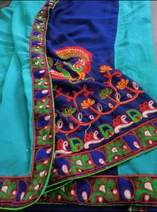 Blue Embroidered Saree 🔷