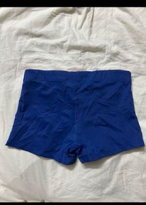 Blue Athletic Shorts with Pink Trim