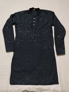 Wedding Exclusive Navy Blue Embroidered Men's Kurt
