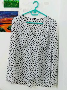Classic Black & White Polka Dot button - Down blou