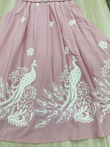 Charming Pink Peacock Print Midi Dress