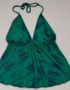 Boho Green Tie-Dye Halter Dress
