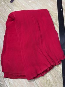Vibrant Red Pleated Saree