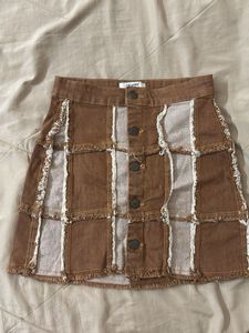 Patchwork Denim Mini Skirt