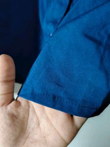 Navy Blue Ruffle Sleeve Button-Up Shirt