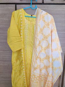 Pure Chanderi Heavy Embroidered Kurts Set