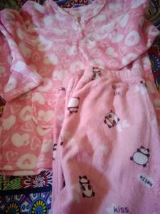 Cute Pink fur Pajama Set