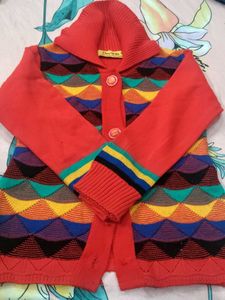 Vibrant Geometric Knit Cardigan