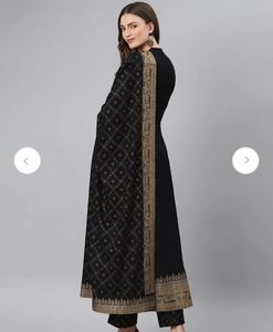 Elegant Black Ethnic Dress with Print