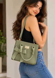 Chic Olive Green Bow Handbag