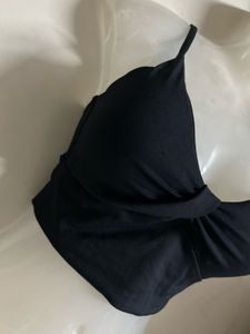Chic Black Twist Front Crop Top
