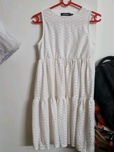 White Sleeveless Tiered Dress