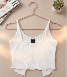White Cut-Out Ribbed Crop Tank Top
