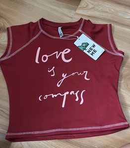 Maroon 'Love is Your Compass' Crop Top