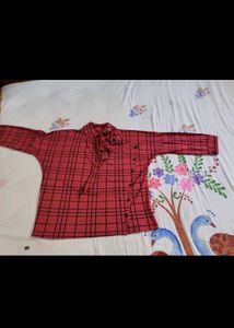 Red Checkered Button-Up Top