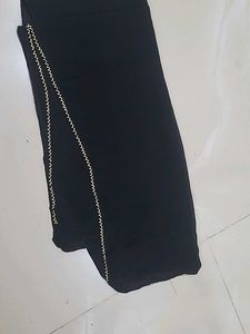 Elegant Black Scaff with Embellished Border