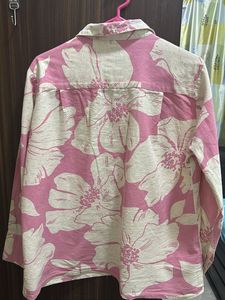 Chic Pink Floral Button-Up Shirt