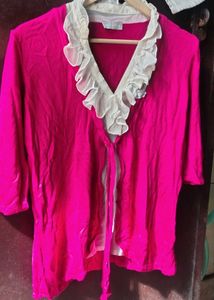 Bright Pink Ruffled Top