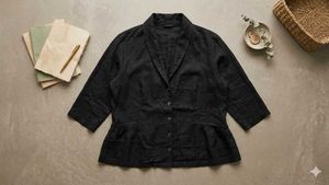 New Black Linen Button-Up Shirt