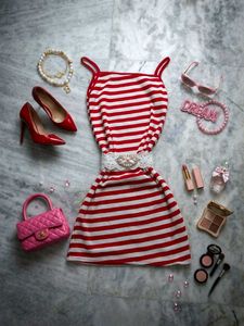 Chic Red & White Striped Summer Dress
