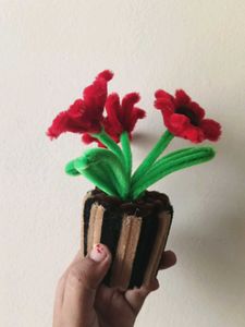 Handmade Pipe Cleaner Potted Flowers